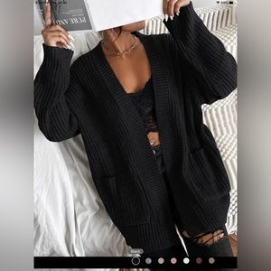 ✨SHEIN Solid Dual Pockets Ribbed Knit Cardigan ✨